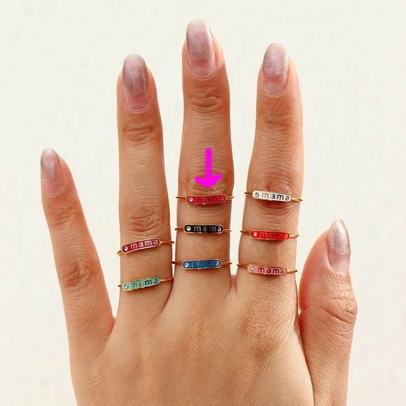 Pink Mama Adjustable Zircon Stackable Ring 18K Gold Plated Stainless - Picture 3 of 6